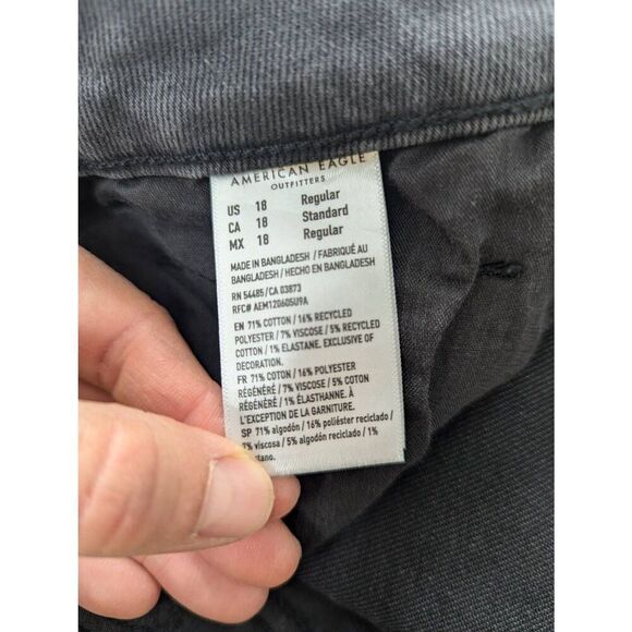 American Eagle Curvy Mom Jeans 18 gray black wash high rise straight leg NWTs - Picture 7 of 9